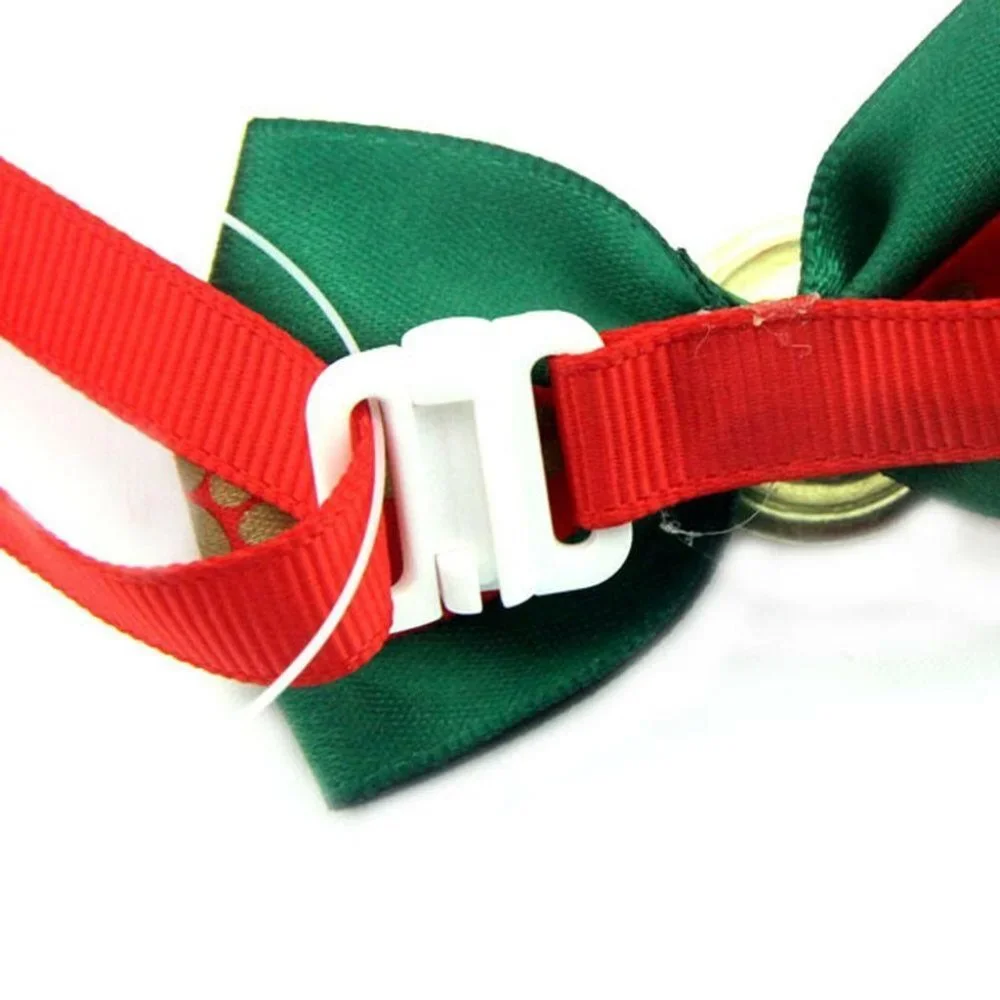 Christmas Dog Bell Bow Ties Cat Collar Pet Necktie Bowtie Ribbon Leash H…